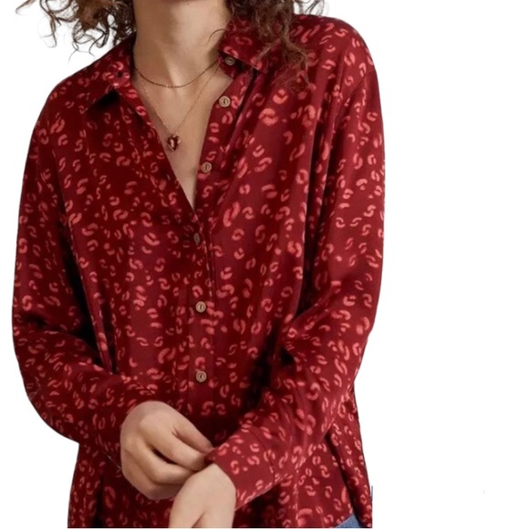 FARM Rio Magda Button-down Red Blouse - Picture 1 of 4